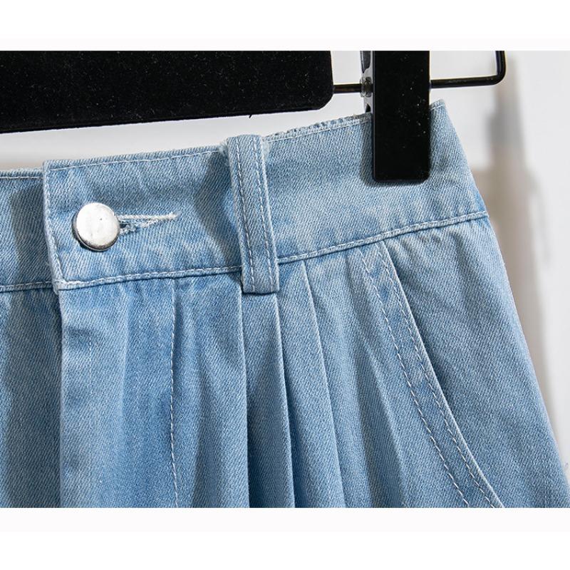 Vintage Split A Line Denim Midi Skirt For Women Plus Size