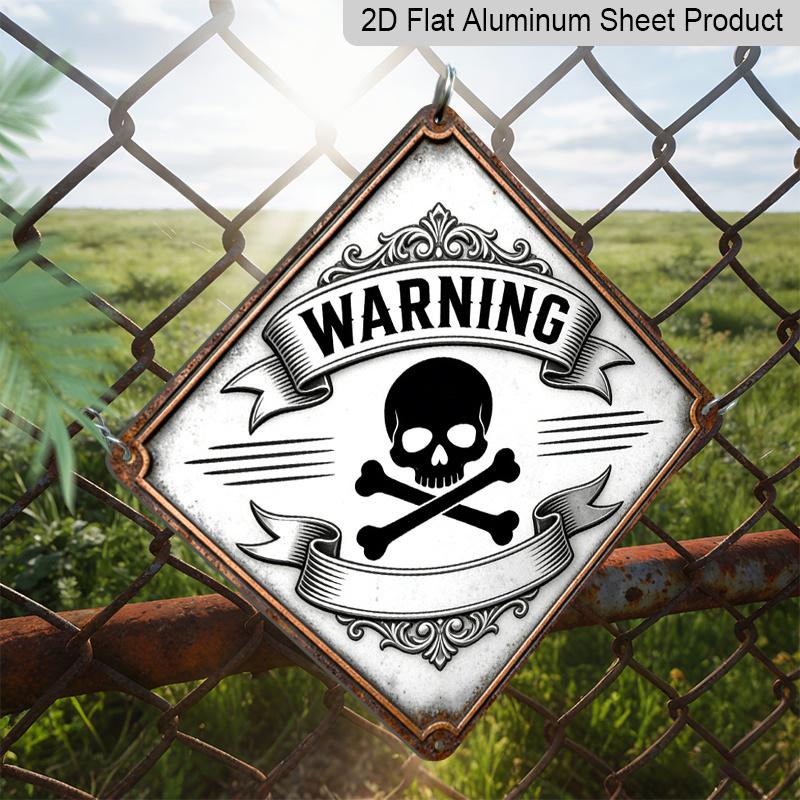 2D Flat - 1pc Design Featuring A Skull Warning Theme, Metal Warning Decoration Gift for A Colleague, Vintage Metal Sign, Suitable for Decorating