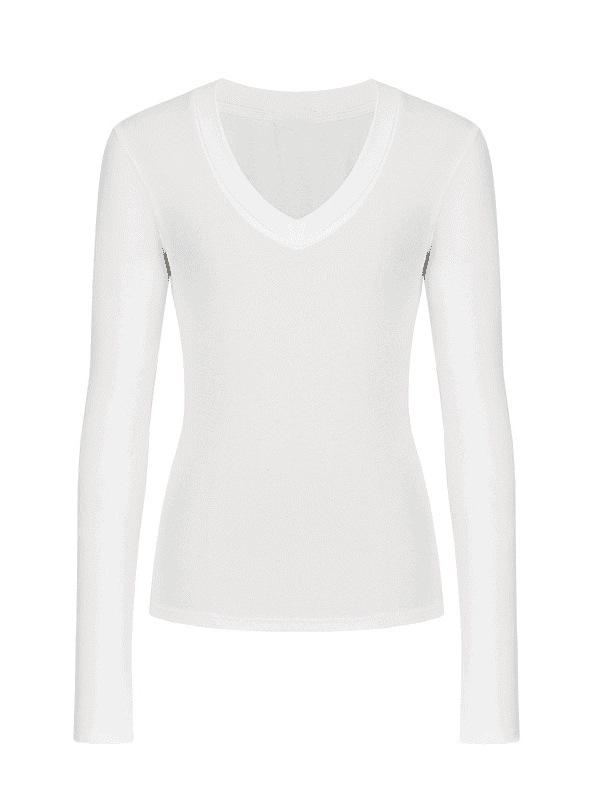 2025 Autumn/Winter Women's V-Neck Slim Fit Long Sleeve Base Layer Top