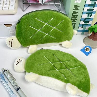 Cute Turtle Plush Large Capacity Pen Bag Students Pencil Case Multifunctional Stationery School Office Storage Bag Cosmetic Bag