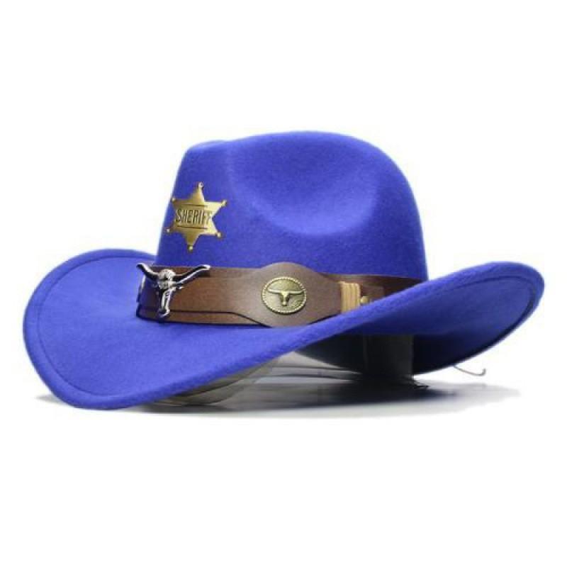 Vintage Cowhead Star Badge Western Cowboy Hat With Wide Brim For Adults And Kids