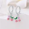 New 925 Silver Bee Butterfly Pink Lily Lotus Earrings for Women Cherry Apple Strawberry Ear Studs Elegant Party Jewelry