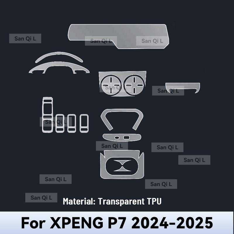 Innen TPU für XPENG P7 2024 2025 Schutzfolie Abdeckung Kratzfest Getriebepanel Navigationsbildschirm Automobil
