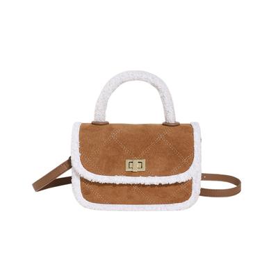 Embroidered Thread Rhombus Rough Edge Handbag, Simple European and American Style, Winter Women's Bags Shoulder Cross Trend Casual.