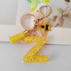 Yellow Bee Resin Glitter Letter Keychain Pendant Ornament