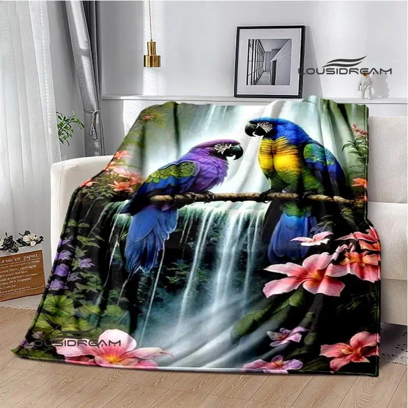 3D Parrot Cute Printed Blankets Picnic Blanket Warm Flannel Blankets Soft and Comfortable Blanket Bed Linings Birthday Gift
