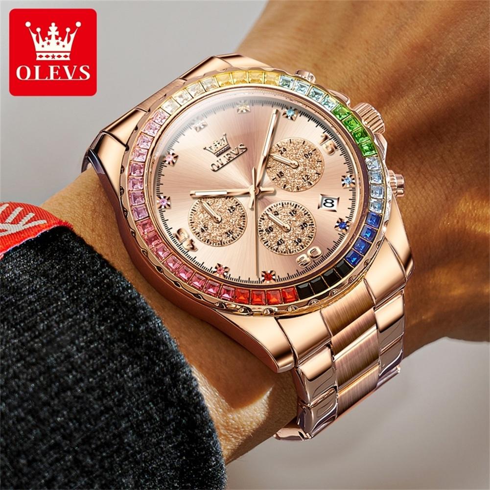 OLEVS Brand Watch Multi Functional Waterproof Luminous Three Eye Quartz Men's Watch 2939
