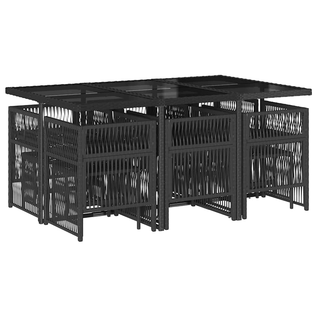 Vidaxl 11-Cz. Gartenmöbel-Set, Mit Kissen, Schwarzes PE-Rattan