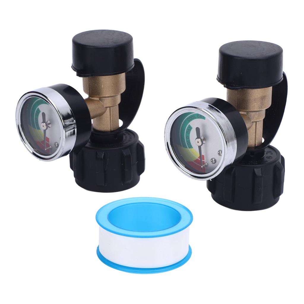 2PCS Gas Tank Gauge Level Indicator Precision Monitoring Gas Pressure Meter for 5lb To 40lb Gas Tank with QCC1 Type1