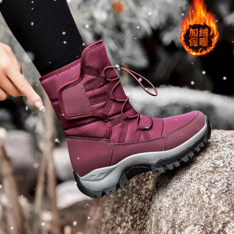 Northeast Couple Snow Boots Women's High-top Waterproof and Non-slip Thick Cotton Shoes Men's Velvet Thermal Shoes Hiking Shoes