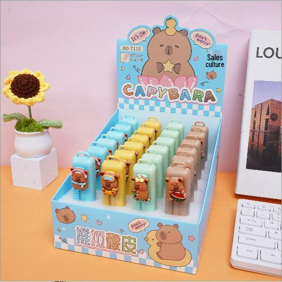 Capybara Cartoon Retractable Eraser - Cute, Super Adorable Resin Sticker for Elementary Students