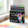 Dual Tip Dual Color Acrylic Paint Markers 12/24 Set for Kids Art Drawing School Supplies Non Toxic Fast Drying Craft Pens