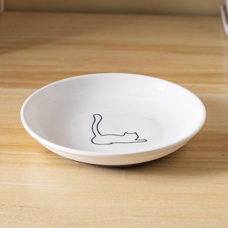 Ceramic Cat Plates With Silicone Anti Slip Pad Pet Cat Snack Bowl Cute Kitten Food Bowl Pet Kitten Water Bowl Pet Supplies