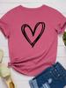 Line Heart Print Women T Shirt Short Sleeve O Neck Loose Women Tshirt Ladies Tee Shirt Tops Clothes Camisetas Mujer