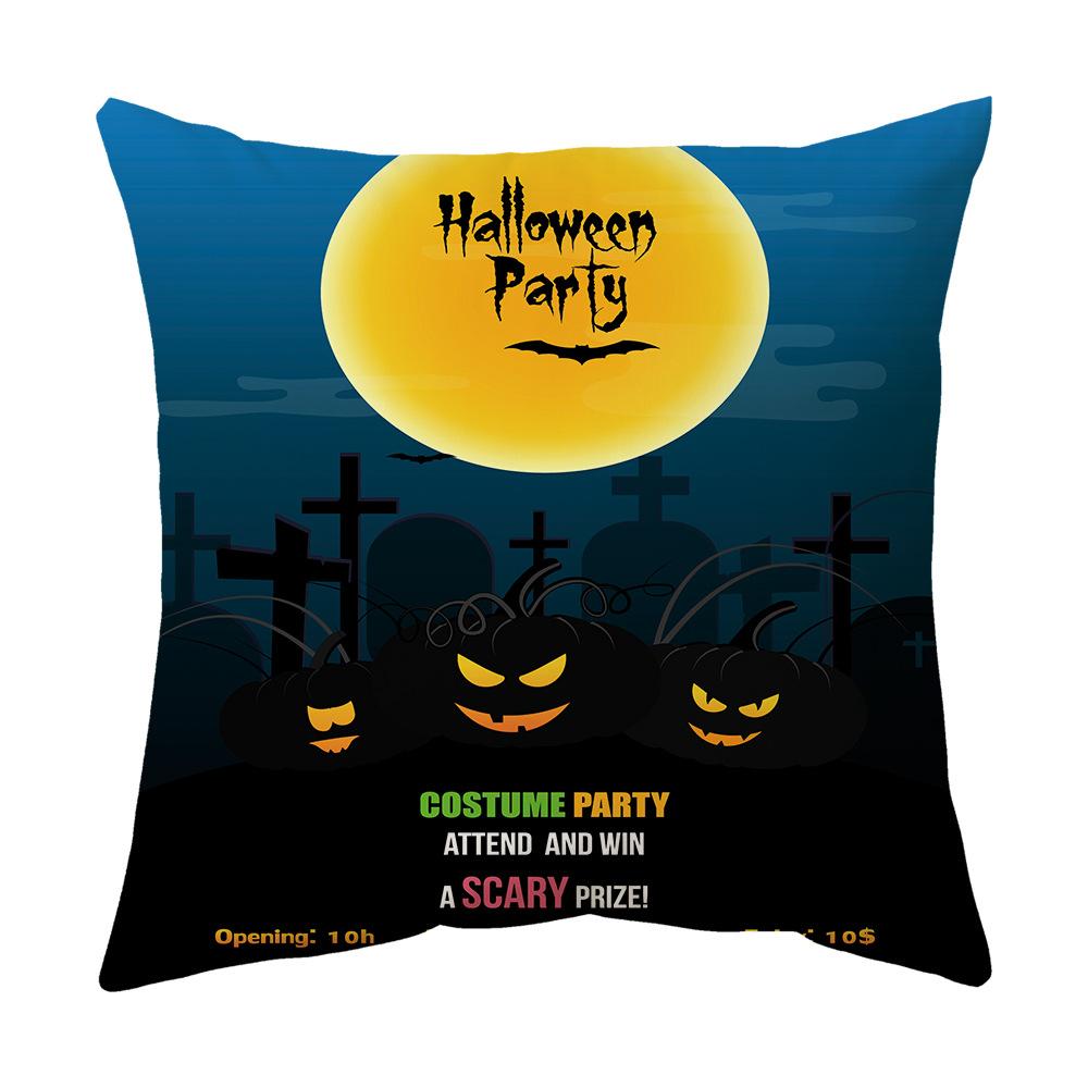 Halloween Cartoon Backrest Sofa Pillow Case Pillow Case Decoration Peach Skin Pillow Cushion Nordic Living Room