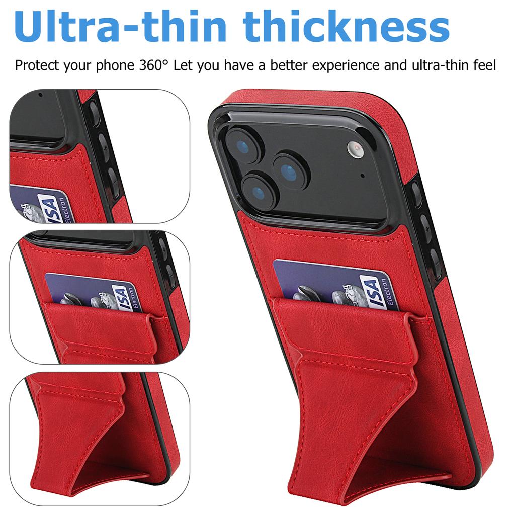 Foldable Kickstand Leather Phone Case For iPhone 17 Pro Max 16 Plus 15 14 13 12 Protective Credit Card Slots Kickstand Cover