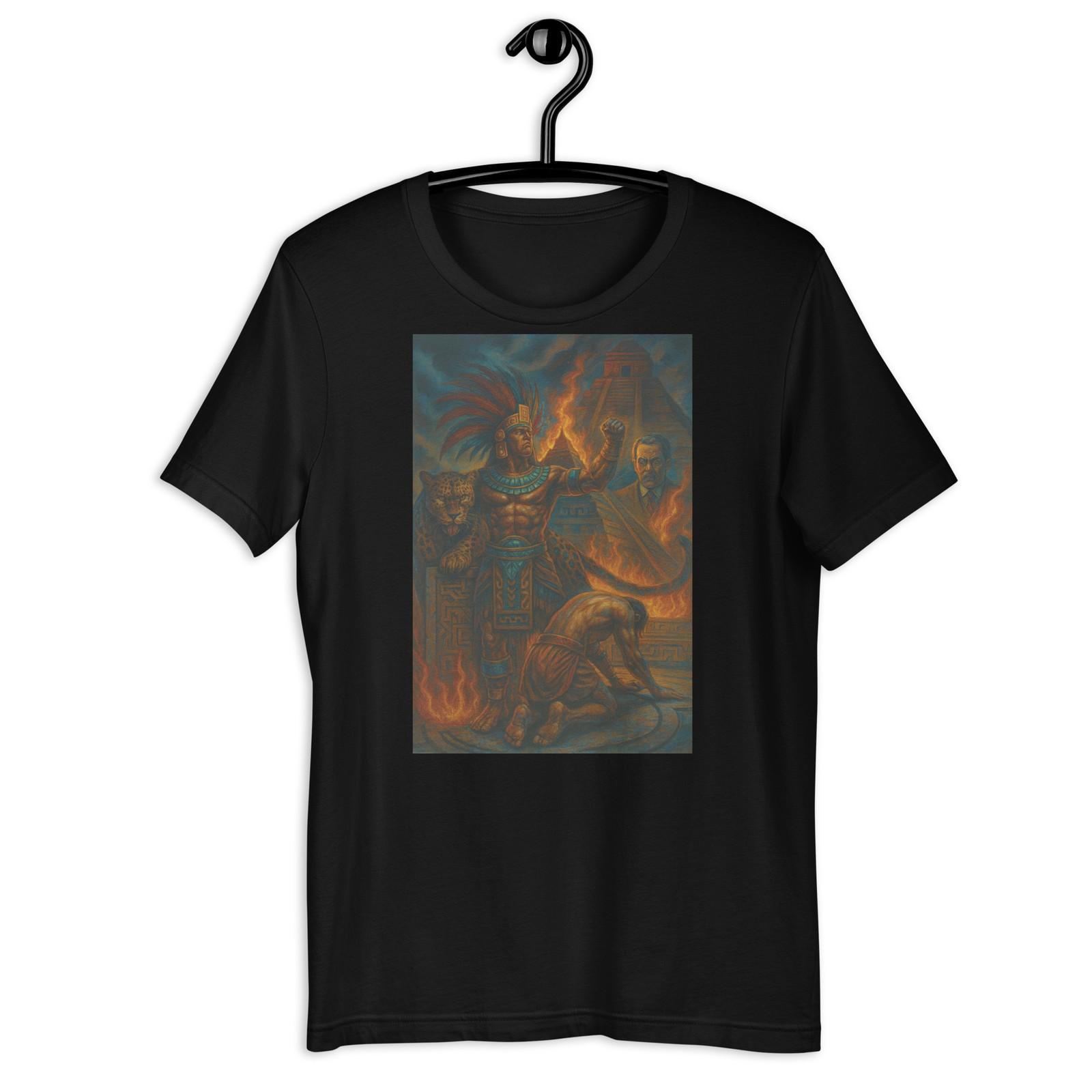 Aztec Warrior Battle Shirt Mayan Pyramid Mexican Culture Graphic Tee S