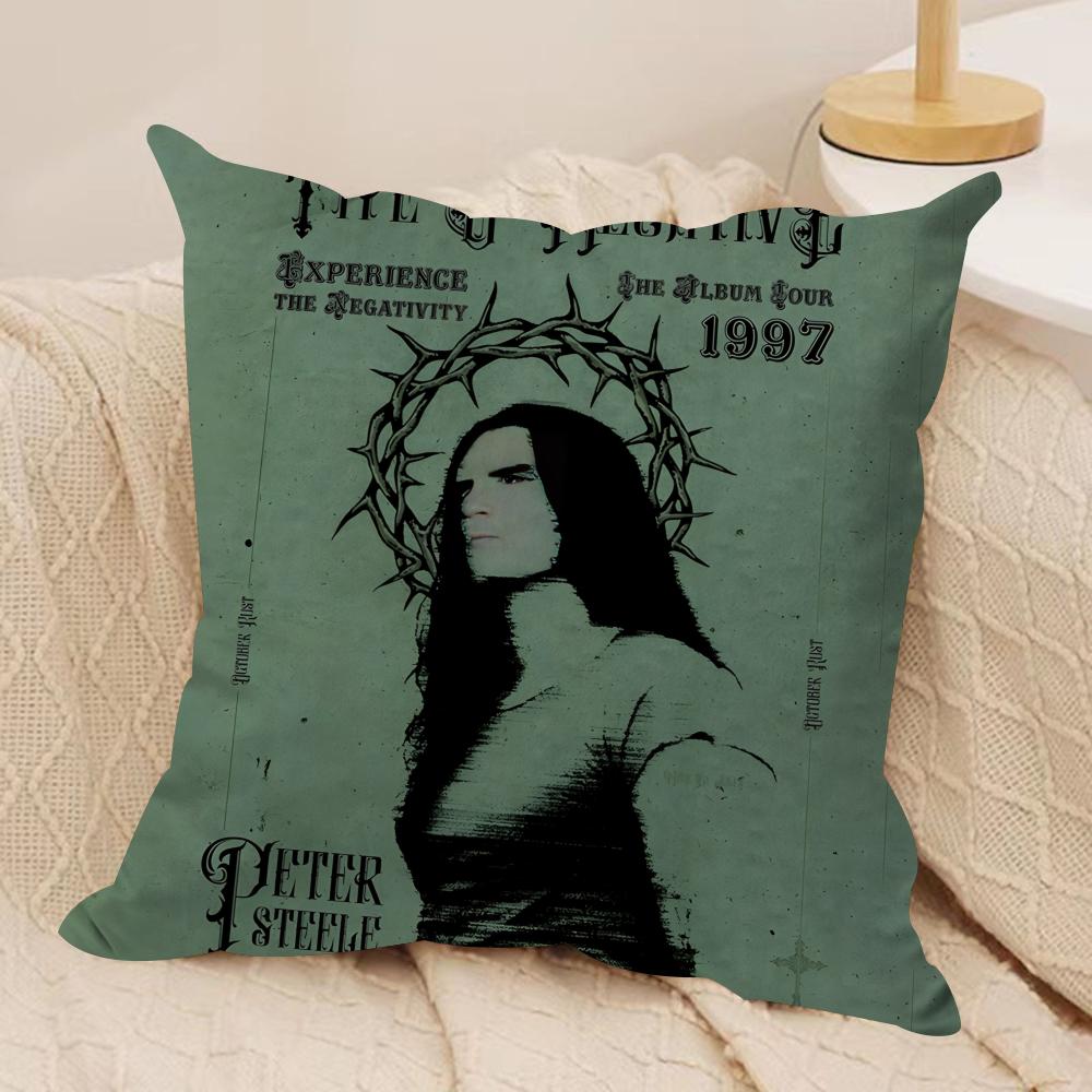 TType O Negative PPeter Steele Cushion Cover Silky Short Plush Invisible Zipper Dustproof Sofa Pillow Case for Home Decor
