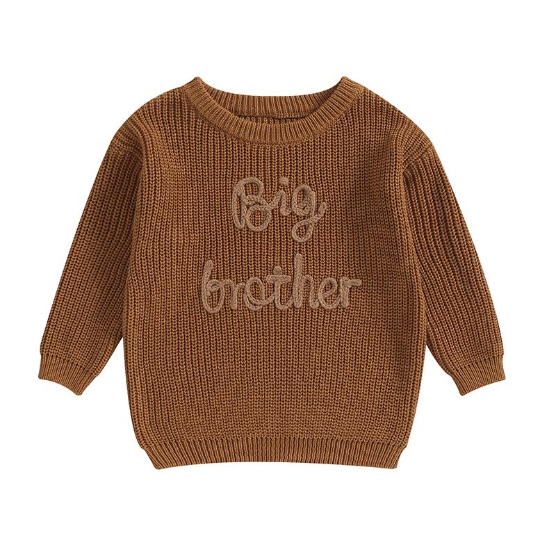 

Boy Cute Sweater Children Baby Letter Embroidery Knitted Tops Kids Autumn Winter Pullover Sweaters Clothes 4T коричневый