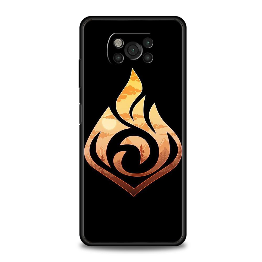 Cute Genshin Impact Logo For Xiaomi Mi Poco X3 NFC M3 F3 M4 X4 Pro Case 5G Note 10 Lite 11 11T 10T 11X 12 Pro 9T 11i Phone Cover