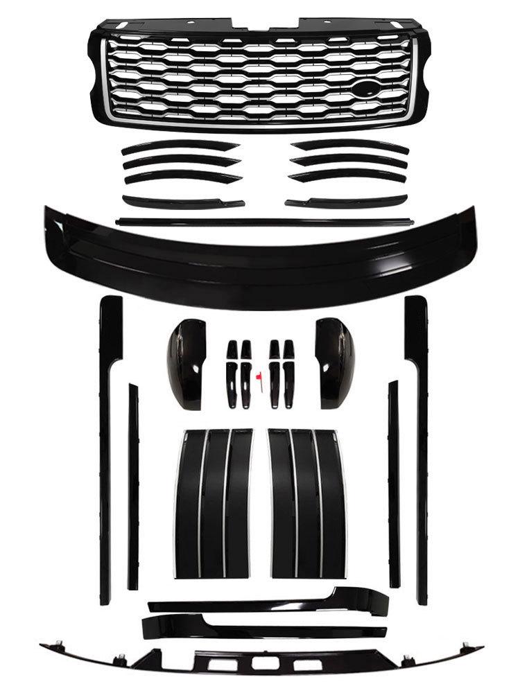 13-18 Range Rover Executive Schwarzes Karosserie-Kit: 22-teiliges Zierleisten-Set mit Gitter, Haifischkiemen & Türgriffen