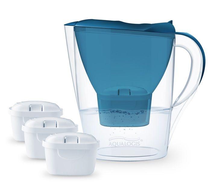 Set - Aqualogis Harmony 2.6 Blue filter jug + Filter cartridge for filter jug - Aqualogis Pure+ 3 pcs.