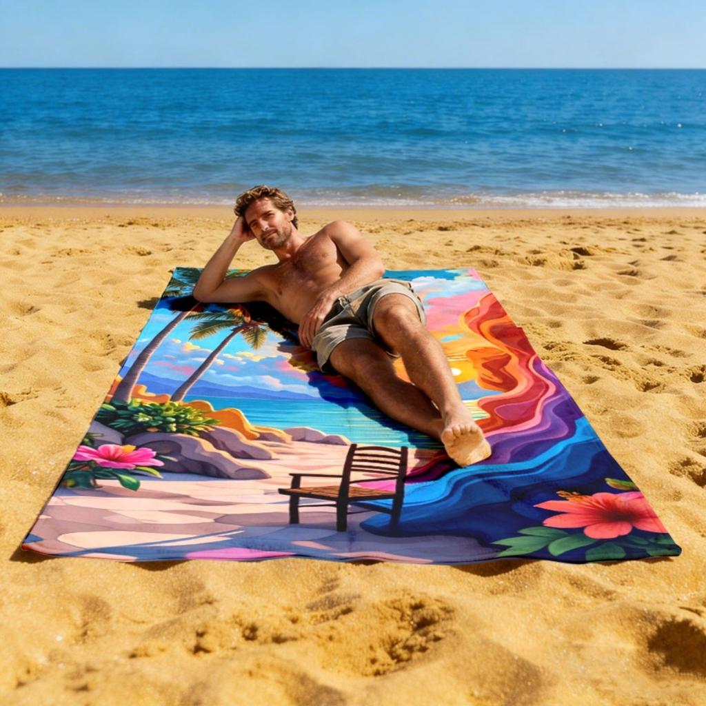 Vibrant Tropical Oversized Beach Towel Pareo Sarong Wrap Resort Beach Blanket Decor Summer Print Picnic Gift Idea