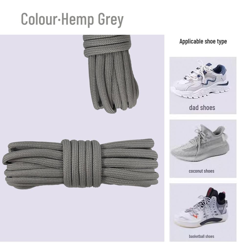 Unisex Martin Boots Shoelaces: Round, Thick Style In Grey, Black, or White for Casual and Dad Shoes.