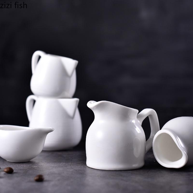 White Ceramic Milk Jar with Handle Milk Pot Seasoning Pot Coffeeware Coffee Milks Cup Western Sauce Pots Sauce Cup Coffee Cups