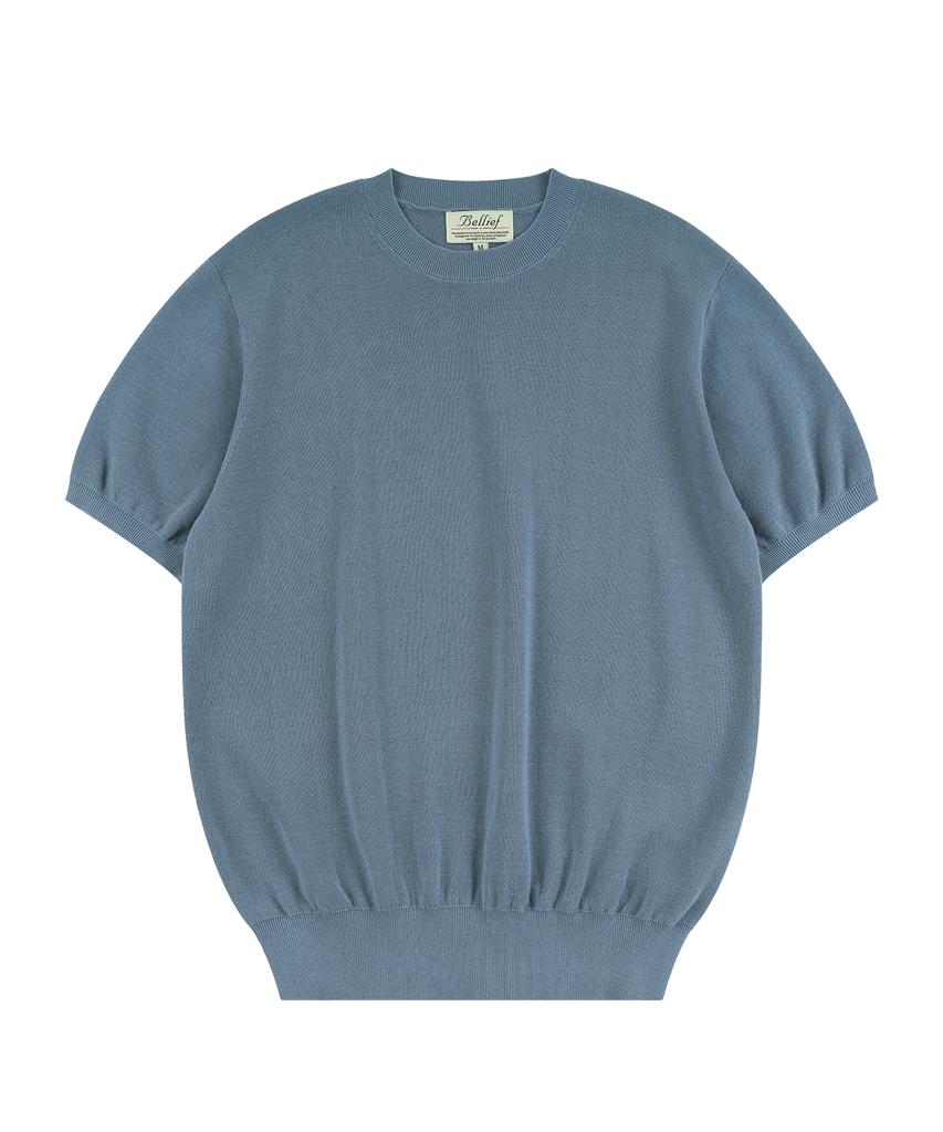 BELLIEF Essential Comfort Short Sleeve Round Knit (Frozen Blue)