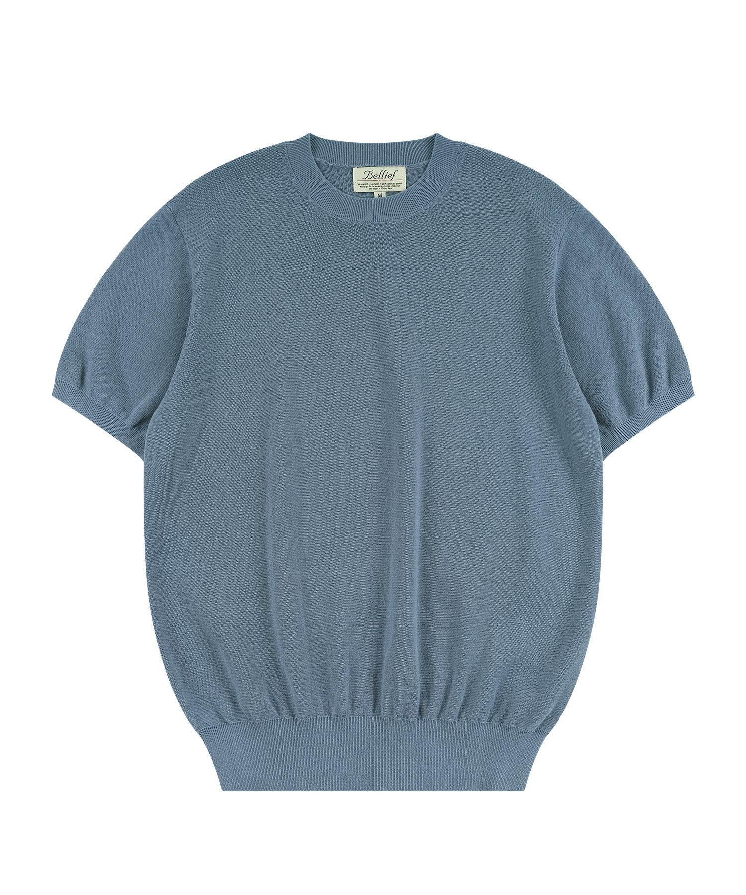 Belief Essential Comfort Short Sleeve Round Knit (Frozen Blue) Frozen Blue/M