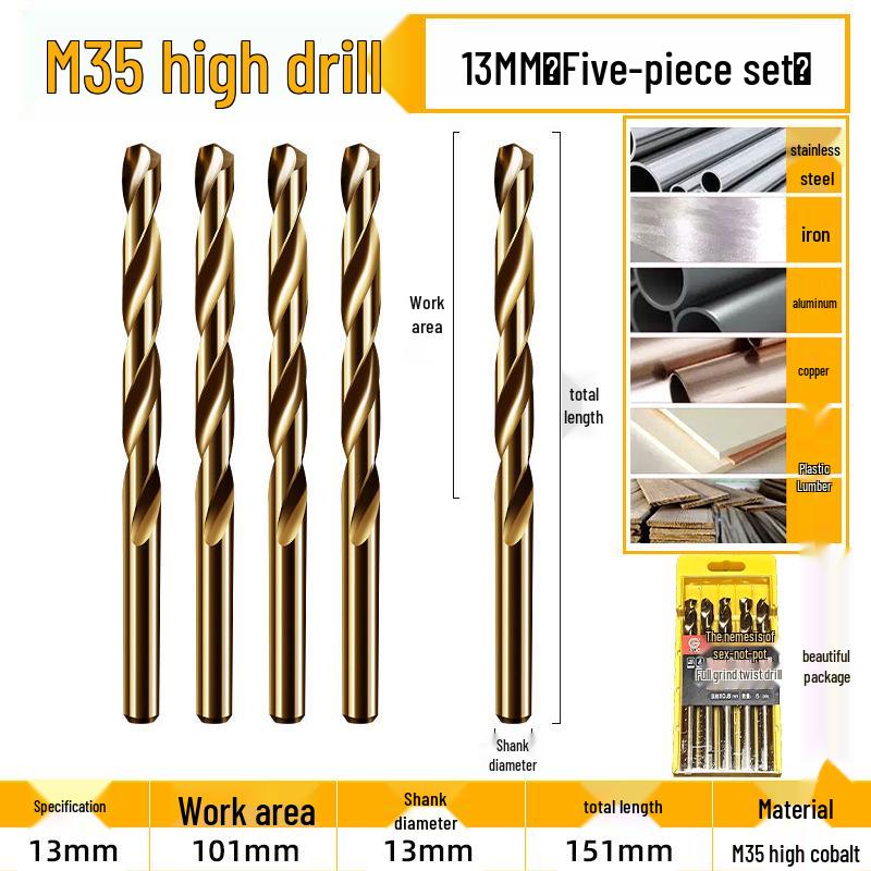 Burghiu elicoidal M35 Cobalt pentru tablă metalică din oțel inoxidabil de înaltă duritate.