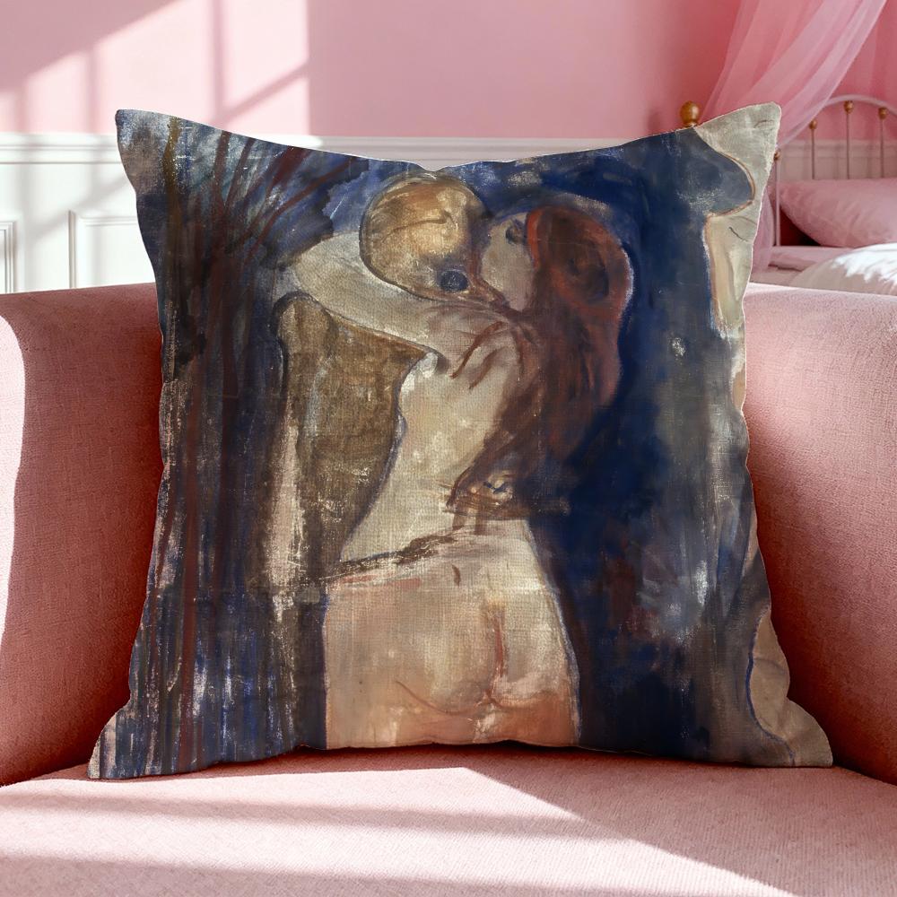 Kunst E‑Edvard Munch Angst Kunst Kissenbezug Atmungsaktiv Leinen Kissenbezug Sommer Geruchlos Umweltfreundlich Verdeckter Reißverschluss Waschbar