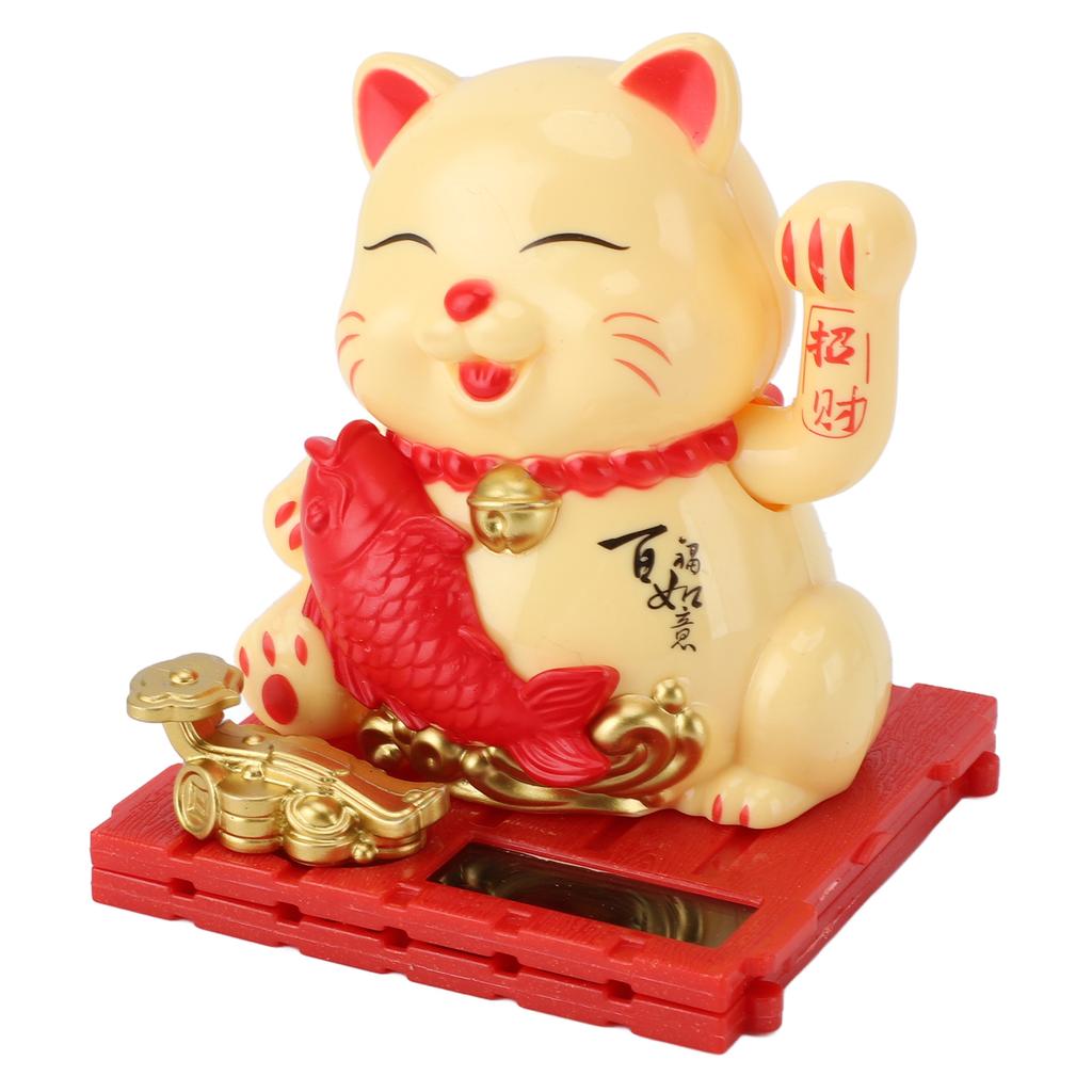 Solar Waving Cat Innovative Cute Solar Lucky Cat Solar Powered Fortune Cat with Transparent Cover