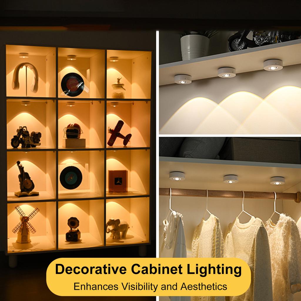 Magnetic LED Cabinet Light, Under Cabinet Lights with Remote, Type-C Rechargeable Cat Eye Lights Dimmable & Color Temperature