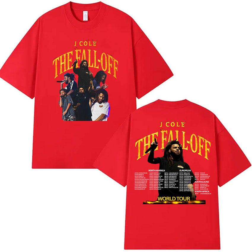 J.Cole The Fall Off Světové turné 2026 Grafické tričko Unisex Hip Hop Popová hudba Krátký rukáv Vintage bavlněná trička Streetwear