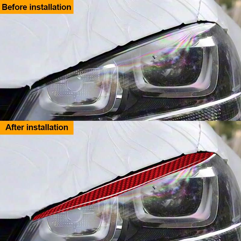2PCS Real Carbon Fiber Car Headlight Eyebrow Trim Sticker For Volkswagen Golf 7 2014-2019 Headlight Decoration Car Accessories