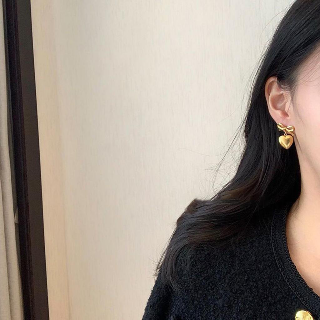 Elegant Bowknot Dangle Earrings Stylish Heart Drop Earrings Ear Jewelry CCB Material Party Ear Accessories for Party
