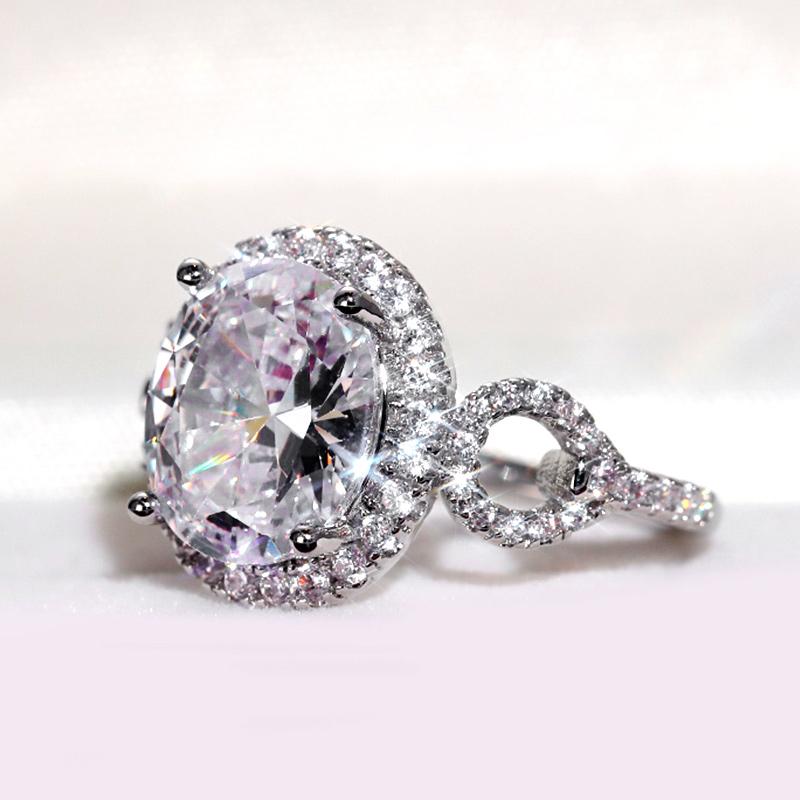 New AAA White Cubic Zirconia Engagement Rings for Women Dazzling High-quality Silver Plated Trendy Wedding Band Eternity Ring