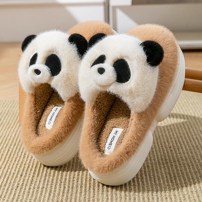 Cute cartoon cotton slippers women's autumn and winter indoor home non-slip warm plush thickened plush kitten cotton mop
