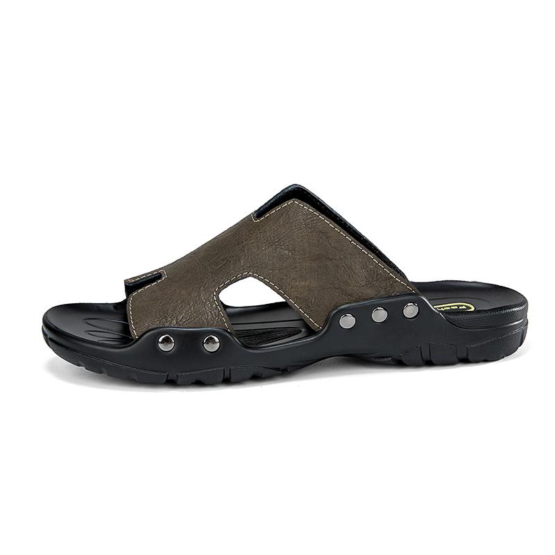

Модные легкие мужские тапочки, новые летние пляжные туфли, нескользящие спортивные полутапочки, удобные повседневные сандалии, уличные ленивые туфли, полутапочки 50 хаки