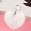 8Cm Fluffy Pompom Keychain Gifts For Women Soft Heart Shape Pompon Fake Rabbit Key Chain Ball Car Bag Accessories Key Ring