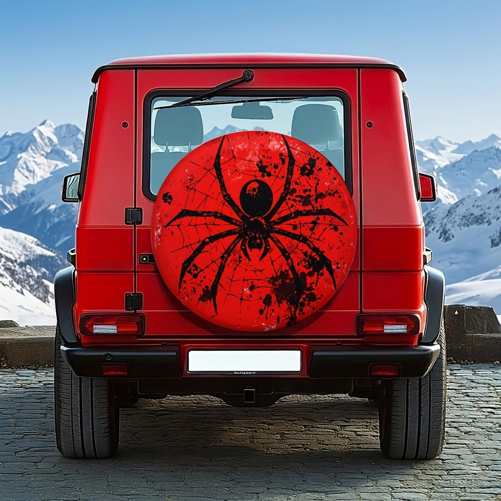 1pc, Universal 35.56-43.18 cm Red Base Spider Dark Tire Cover, Suitable for Off-Road SUV Outdoor Camping Hardcore Cool Car Exterior Modification Hardc