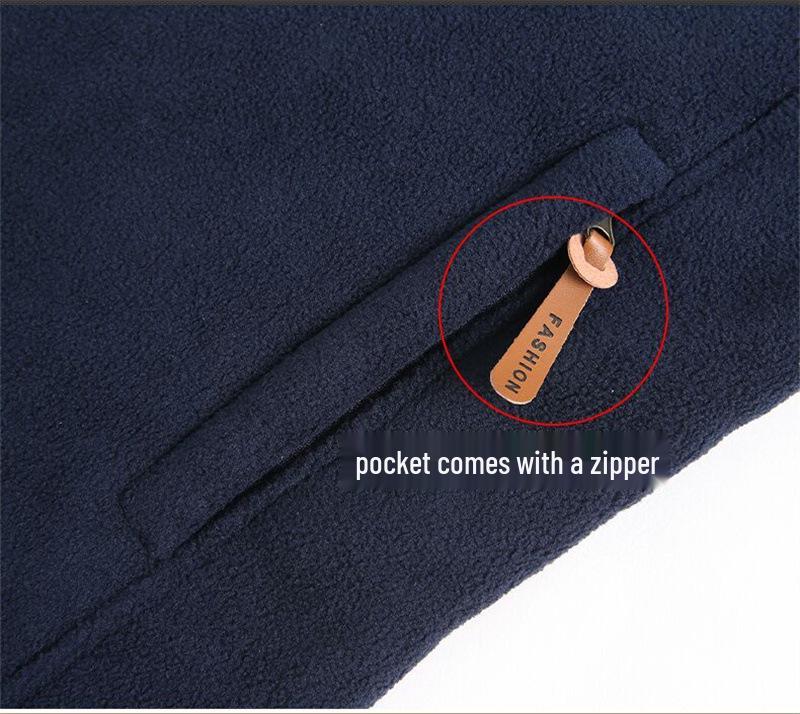 Men's Plus Size Stand Collar Fleece Cardigan - Autumn/Winter Thick Velvet Loose Fit