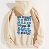 Oversized Hooded Sweatshirt Women Men Long Sleeve Fleece Lined Casual Streetwear With Letter Print