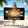 Barber Salon Theme Quick Dry Beach Towel Custom Name Text Print Large Sand Resistant Towel Beach Vacation