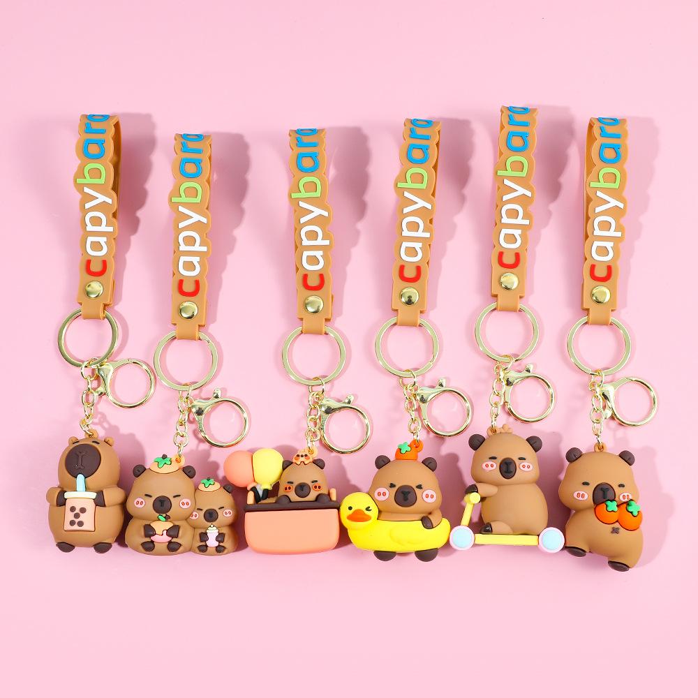 Creative Cute Capybara Keychains For Car Keychain Anime Cartoon Capibala Pendant Women Doll Keyring Charm Holiday Gifts Jewelry
