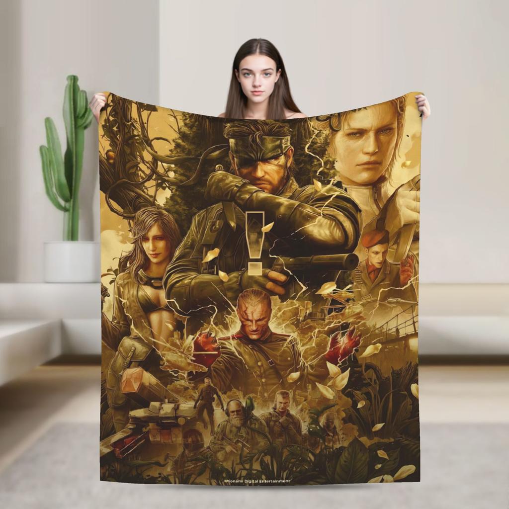 Metal Gear Solid Green Soldier Game Super Soft Blankets Travel Plush Throw Blanket Funny Home Decor Flannel Bedspread Bed Cover