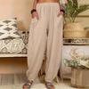 Dames Plus Size Elastische Taille Losse Broek met Zakken
