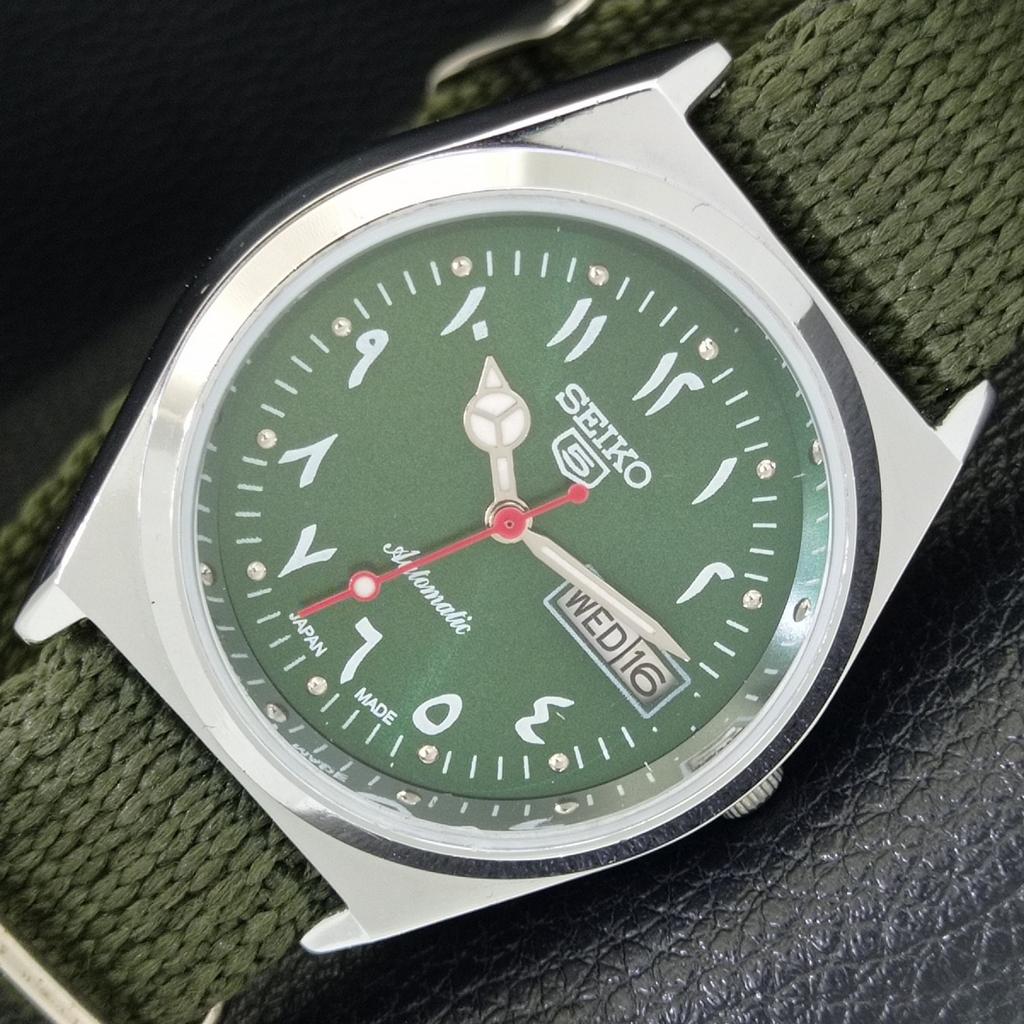 

VINTAGE REFURBISHED SEIKO 5 AUTOMATIC 6309A JAPAN MENS GREEN WATCH a441400-5 Sk-a441400